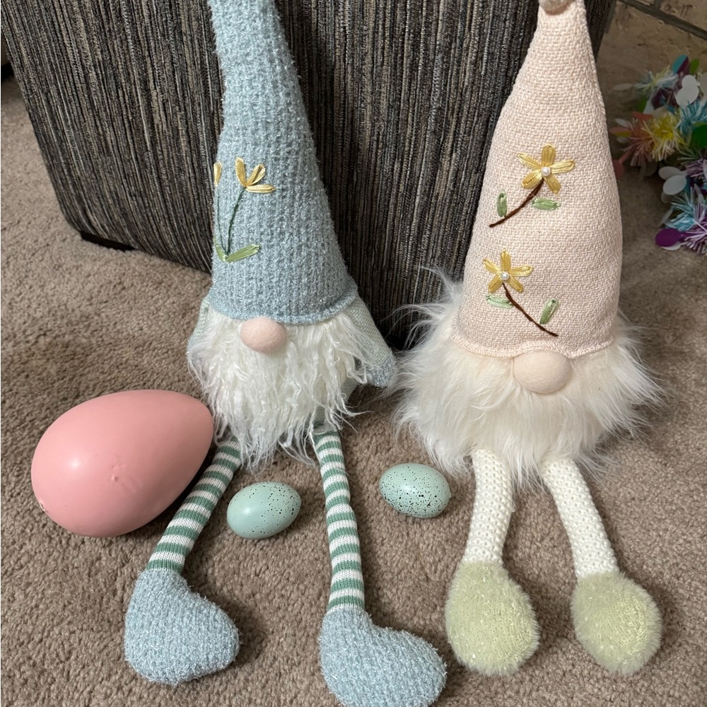 Whimsical Gnome Decor Set in Blue and Cream